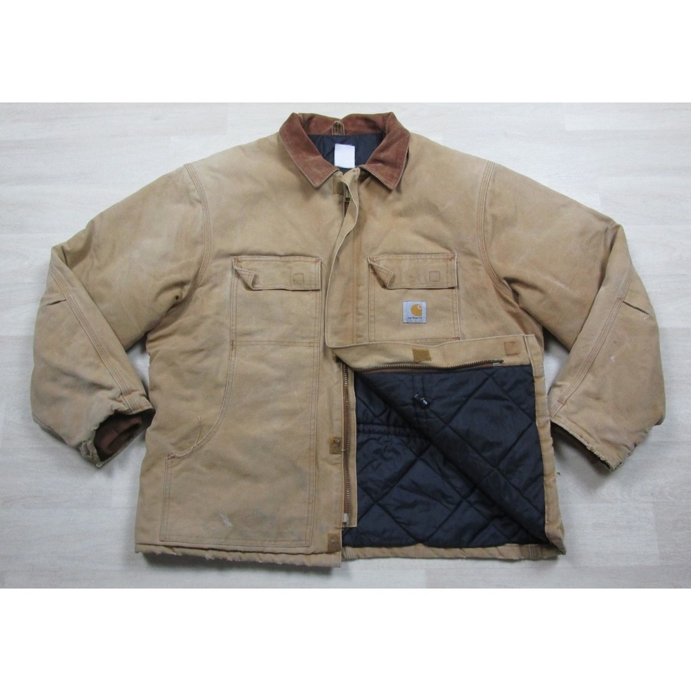 Vintage 90s Carhartt C03 Arctic Duck Work Jacket (2X) Chore Coat Distressed USA